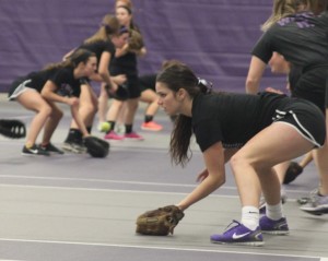 Second baseman Kimmy Hassel recovers ground balls with her teammates. Hassel was named an All-American last season. (Alex Goering/TommieMedia)