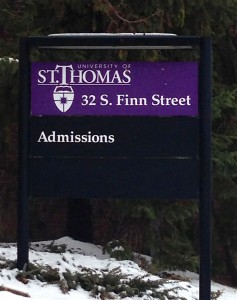 On the corner of Finn Avenue and Grand Avenue, prospective students can find St. Thomas' Admissions office. St. Thomas held its largest overnight in history Friday in an effort to gain more student commitments for the class of 2017. (Kayla Bengtson/TommieMedia)