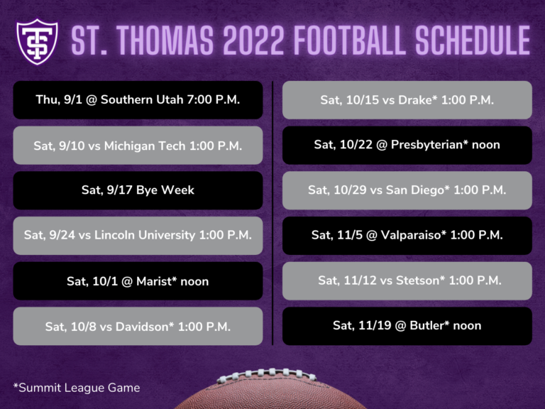 St. Thomas 2022 football schedule reveals games against Davidson